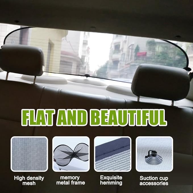 Car Rear Window Sunshade, 20"×40" Rear Window Sun Shade Blocker with Suction Cups, Mesh Sunlight Shield Provide Glare Shield and UV Rays Protection for Baby, Universal Car Accessories for Most Models