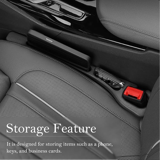Car Seat Gap Filler 2-Pack, Universal Car Seat Gap Filler Organizer, Seat Gap Plug – Fills Gap Between Seat & Console, Drop-Proof Guard for Phones, Keys & Cards, Fits Cars, SUVs, Trucks, Black