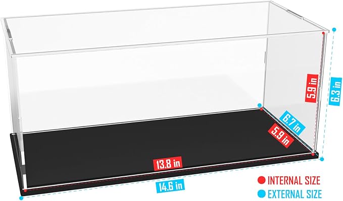 Choowin Acrylic Display Case for Lego Ship in a Bottle for Lego Corvette for 1/18 Diecast Car for Lego Car Display Thickened Clear Acrylic Display Cases for Collectibles Assemble Dustproof(Black Base)