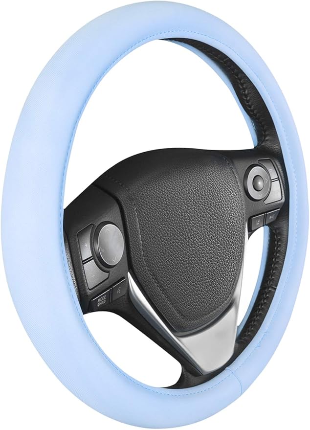 Carbella Ultra Soft Blue Steering Wheel Cover, Car Accessories for Women, Non-Slip Comfy Soft Grip Faux Leather Auto Steering Wheel Cover for Cars Trucks Vans SUVs Gift Idea - Fits Standard 15" Inches
