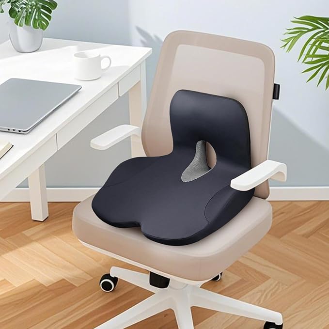 Ergonomic Car Seat Cushion - Non Slip Lumbar Support Pillow for Correction, Soft Foam with Full Back Support, Chair Pad for Women Men Hips Office Driving Home Travel Comfort