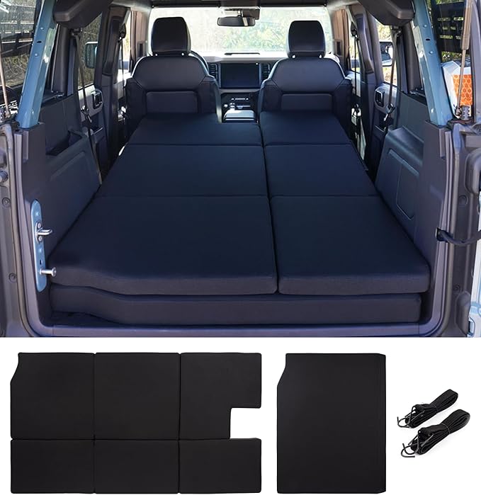 Xprite Bronco Mattress Kit, 1.6-Inch Thick Premium Foam Bed Pad & Leveling Pad, Portable Foldable Trunk Sleeping Platform Compatible with 2021-2026 Ford Bronco 4 Door Camping Accessories
