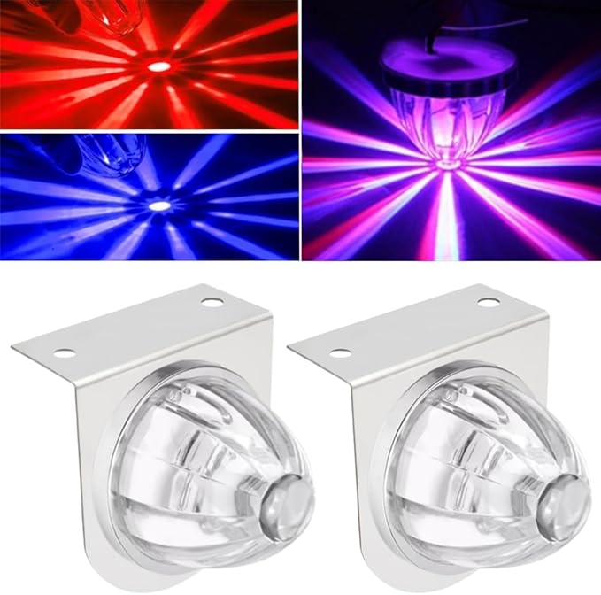 2PCS Dual Revolution LED Watermelon Lights with Bracket, Semi Truck Marker Lights with 3 Color Modes, Super Bright Star Watermelon LED Lights, Universal Underglow Lights for Trucks (Red and Blue)