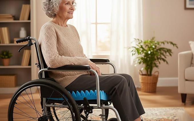 Gilbins Convoluted Egg Crate Foam Chair Cushion, Seat Cushion, Car Seat Cushion, Office Chair Cushion or Wheelchair Cushion to Relieve Back Pain Wheelchair and Recliner Chair Pads (Blue Without Cover)