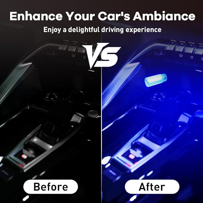 14 in 1 Modes Car USB Night Light, 7 Colors Touch Adjustment LED Ambient Lighting USB Automotive Interior Night Lamps, Mini LED Bulb for Car, Camping, Holiday Decoration, Bedroom, Party(4Pcs)