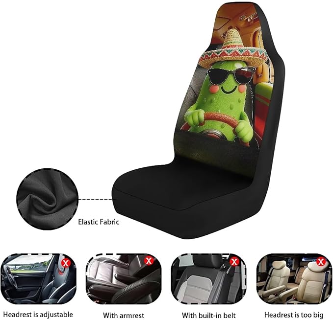 Cucumber Car Front Seat Covers 2 Pcs Funny Comfortable Car Seat Covers Front Seats Only Removable Automotive Accessories Universal Fit for Most Cars SUVs and Sedans