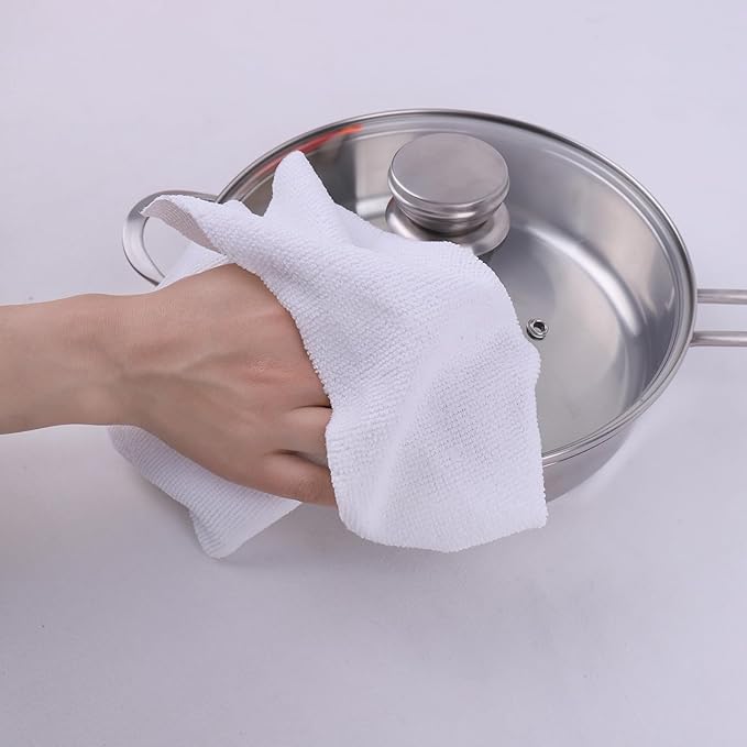 Tricol Clean 50PK Profesional Resuable Lint Free Microfiber Edgeless Cleaning Cloth Cleaning Rags,Absorbent Microfiber Wipes for Housekeeping, Car Cleaning(12 * 12 Inches) (white1)