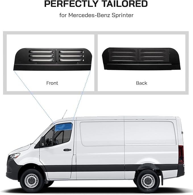 Aluminum Front Door Window Vents (Pair) for Mercedes Sprinter Van 2007-2026, Bug Barrier, Let Breeze in, Sprinter Vanlife Essential Accessories