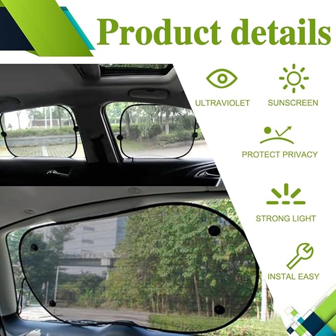 5PCS Car Window Shades, Auto Sun Shades for Side and Rear Windows, Sun Shade with Suction Cup, Sun Glare and UV Rays Protection for Child, Universal Car Accessories for Most Models