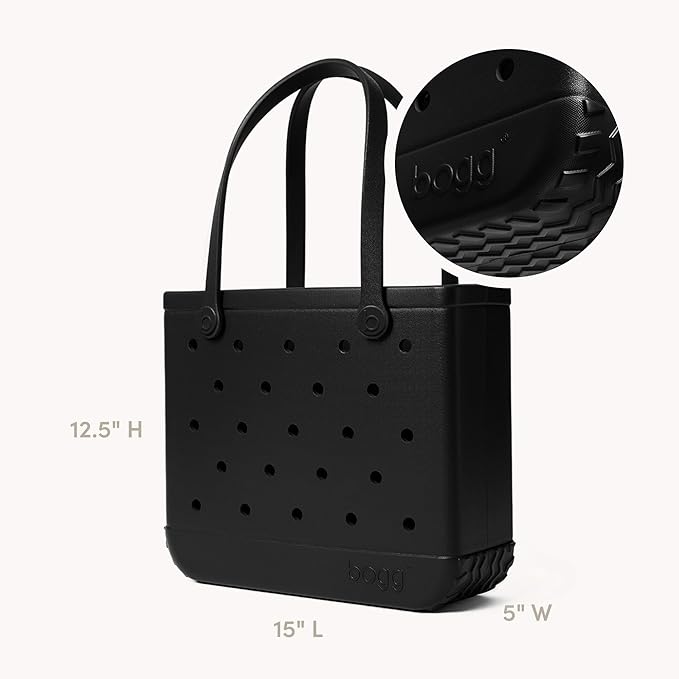 BOGG BAG Medium Tote – 15” x 12.5” x 5” – Durable, Washable, Tip-proof – Beach, Pool, Boat, Work, Sports (Lbd Black)