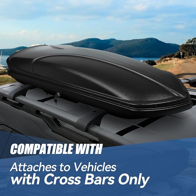 Auto Dynasty Hard Shell Roof Top Mount Car Storage Travel Luggage Box Cargo Carrier with Security Keys, 80 (L) x 30 (W) x 13 (H) Inches, Capacity 110 Pounds, 15 Cubic Feet, Textured Black