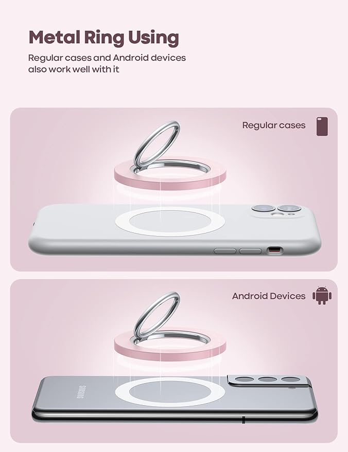 Lamicall Magnetic Phone Ring Grip Holder, 360° Rotating with Smooth Damping, Finger Ring Holder Stand, Mag Kickstand Accessories for iPhone 17 Pro Max, Pinky