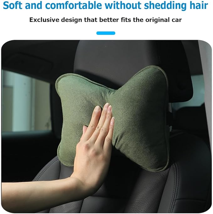 Car Headrest Pillow, Soft Comfortable Breathable Memory Foam Ergonomic Design Automotive Neck Pillow Cushion with Adjustable Strap for Neck Pain Pressure Relief, Universal Fit（Blue）