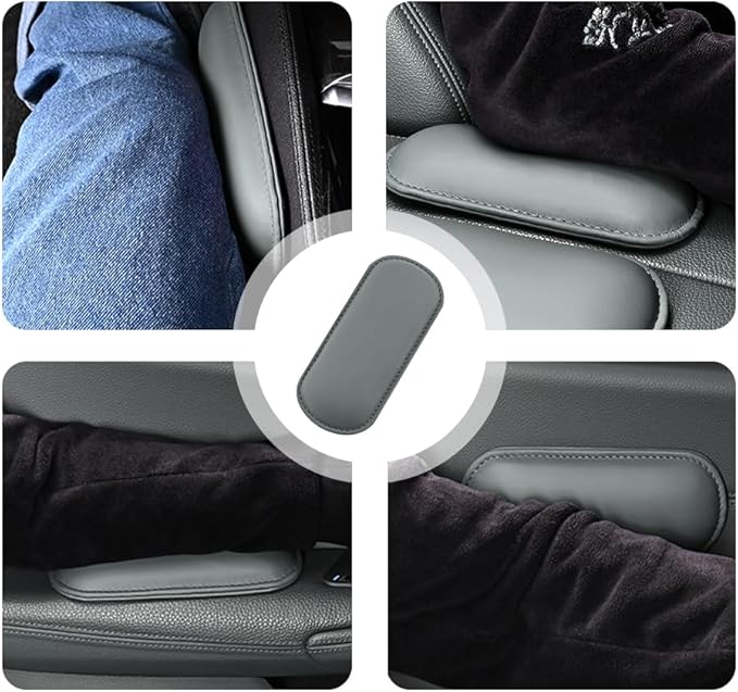 2PCS Car Door Armrest Pads,Soft Leather+Memory Foam Car Knee Pads for Arm Support&Protect Elbow and Knee,Universal Car Elbow Pads Car Accessories Interior (Gray)