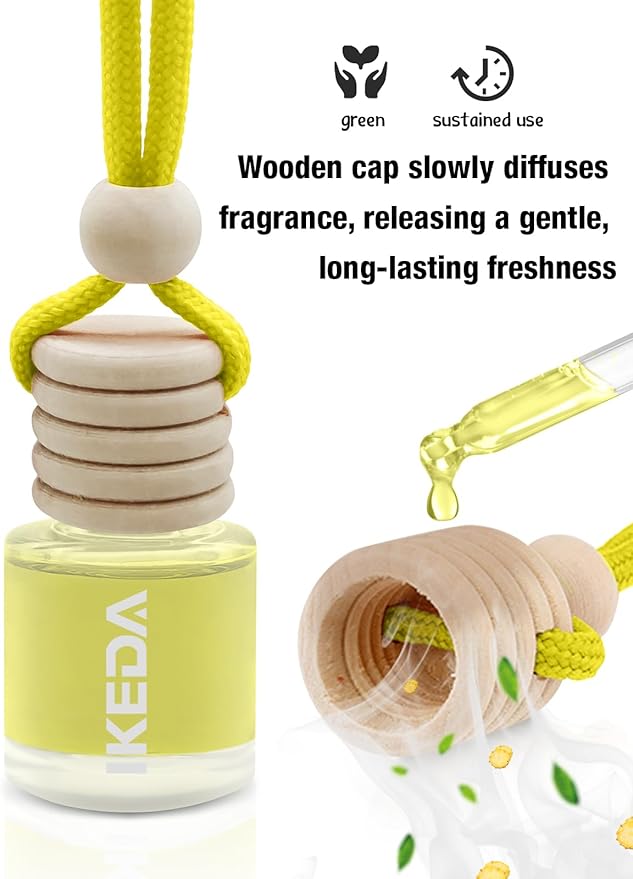 Ikeda Car Air Freshener: Hanging Car Smell Air Freshener | 10ml Hanging Car Perfume | Long Lasting Fragrance | Strong Scents Diffuser for Auto Home (Pineapple|Circular)