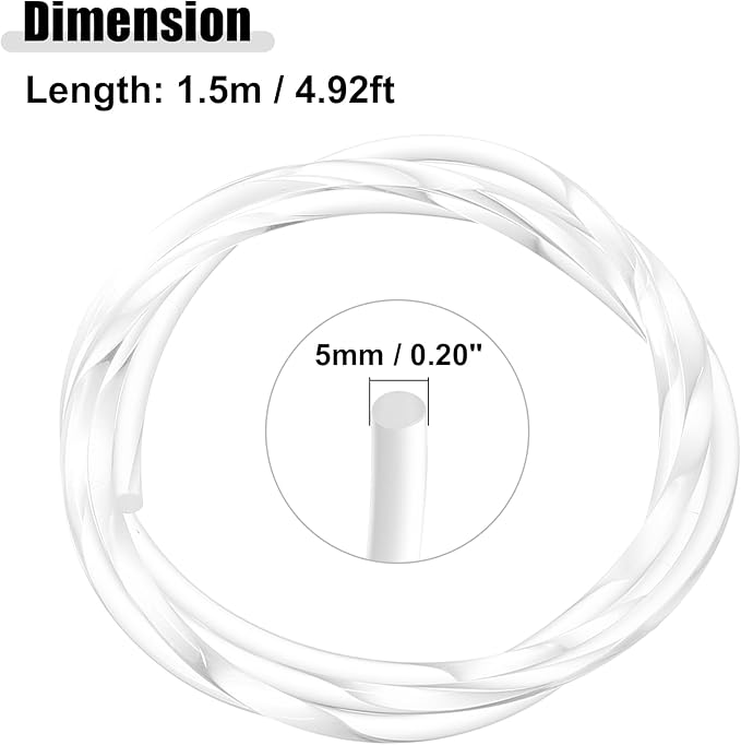 ACROPIX 1.5m 4.92ft 5mm 0.20" Transparent Universal PMMA Optic Fiber Side Glow Cable Fiber Optic Cable for Car - Pack of 1