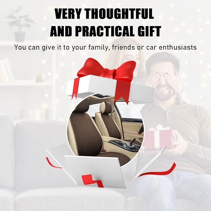 4PCS Car Seat Cover Pad, Breathable Auto Front Seat Bottom Cushion Mat & Seatback Cover, Soft Comfortable Vehicle Full Seat Protector, Universal Truck SUV Car Accessories (Coffee)