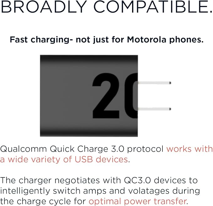 Motorola (2-Pack) TurboPower 20 QC3.0 Charger with 6.6ft USB-A to USB-C Cable for Moto G Play (2023/2024/2026), G Power (2022/2023), G 5G 2022/2023/2024, G Stylus. G Pure, Moto Pad 2026