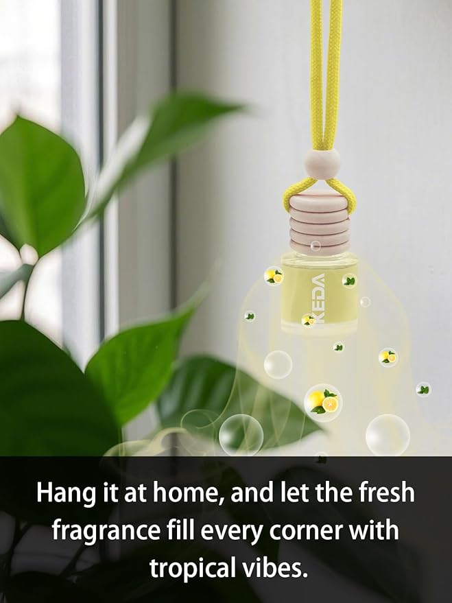 Ikeda Car Air Freshener: Hanging Car Smell Air Freshener | 10ml Round Hanging Car Decoration | Long Lasting Fragrance | For Auto Home | 1pcs (Lemon(Circular))
