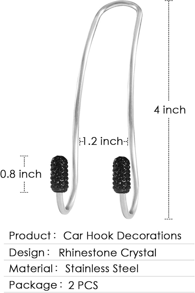 Guoord 【2024 Upgraded】 Car Headrest Hooks Decorations, 2 Pcs Bling Purse Hook Hangers, Auto Hooks Car Hangers and Durable Backseat Holder, Storage Universal for SUV Truck Vehicle (Black)