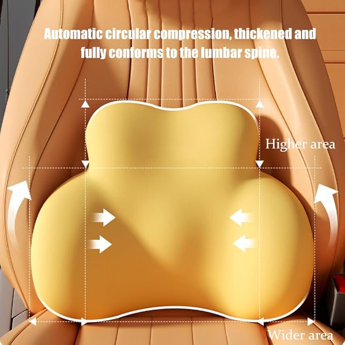 Car Lumbar Support Pillow for Ford Puma ST-LineSUV 2024 Memory Foam Back Support Cushion Breathable Car Seat Lumbar Pad Accessories,Yellow
