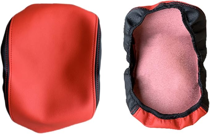 Center Console Cover Anti-Scratch Waterproof Leather Armrest Pad Protector Cushion for Dodge RAM 1500 2500 3500 2019 2020 2021 2022 2023 Interior Accessories(Red with Black)