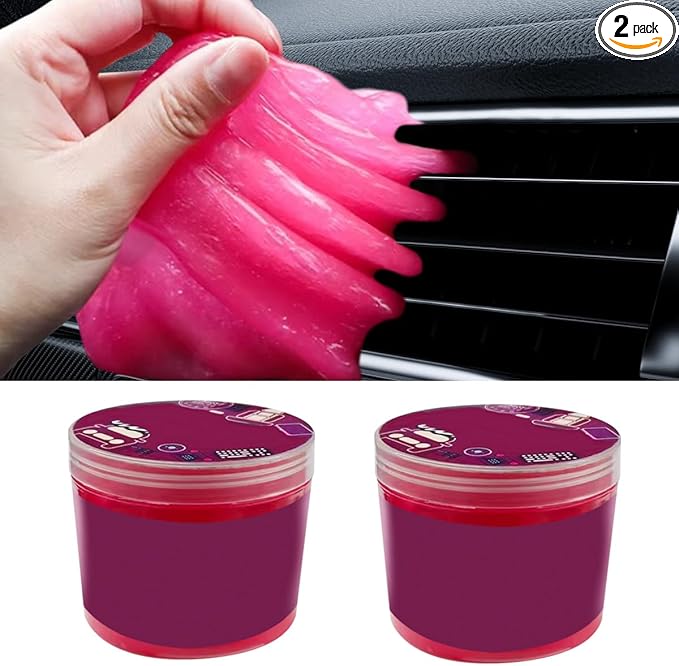 Craedli 2PCS Car Cleaning Gel Detailing Putty, Reusable Auto Detailing Tools Car Slime Cleaner Dust Cleaning Gel for Vehicle Interior Air Vent, Keyboard Dust Remover Present for Men Women, 5.6oz(160g)