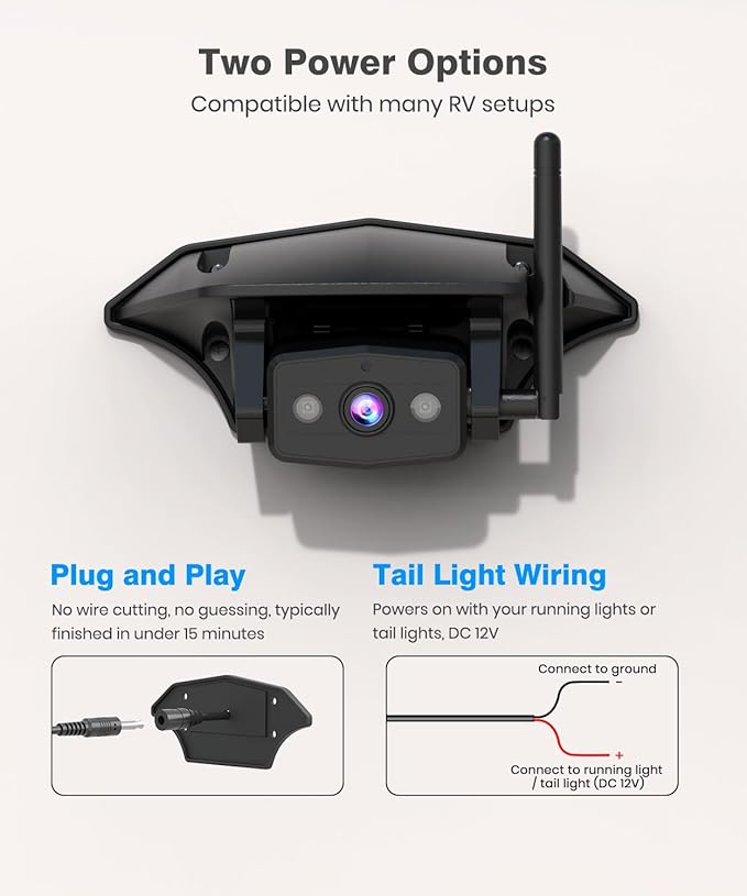 AUTO-VOX Wireless RV Backup Camera: 30Min Plug and Play Setup, Smooth Live View Even Past 60ft, 7.2" 1080P DVR Monitor, Super IR Night Vision Back up Camera Works with Pre-Wired RV, 5th Wheel, Trailer