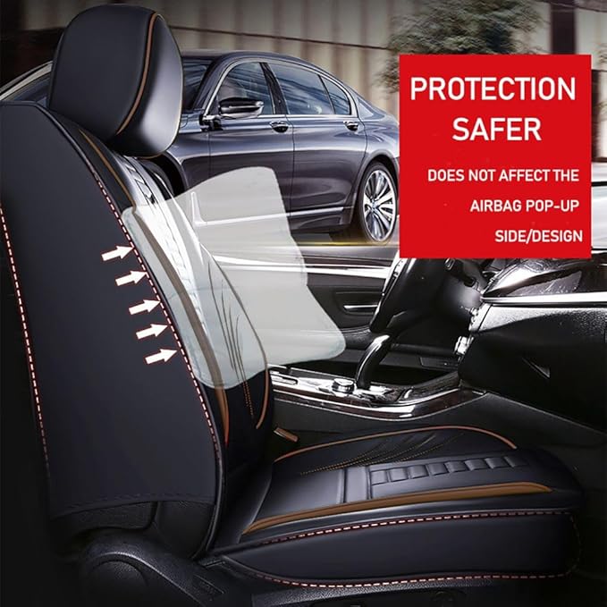 for Toyota CHR Seat Covers 2018-2026, Full Coverage Customized Car Seat Covers, Premium Leather Waterproof Stain-Resistant Easy to Install (Standard 2 Seats, Black&Coffee)