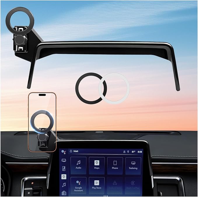 Car Phone Holder for Chevrolet Suburban/Tahoe & GMC Yukon/Yukon XL 2021-2024 (Only for 10.2-Inch Screen) 360° Rotation Magnetic Cell Phone Mount, Compatible with Magsafe
