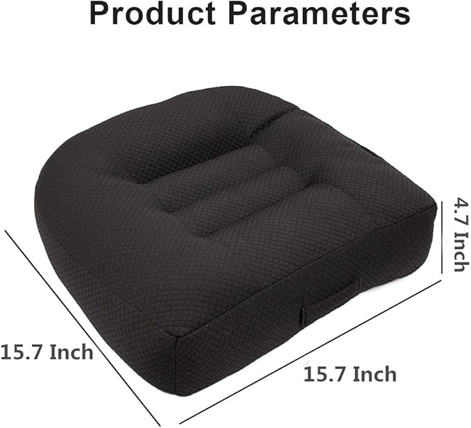 Srutirbo Car Booster Seat Cushion Heightening Height Boost Mat, Breathable Mesh Portable Car Seat Pad Angle Lift Seat for Car, Office,Home (Pure Black)