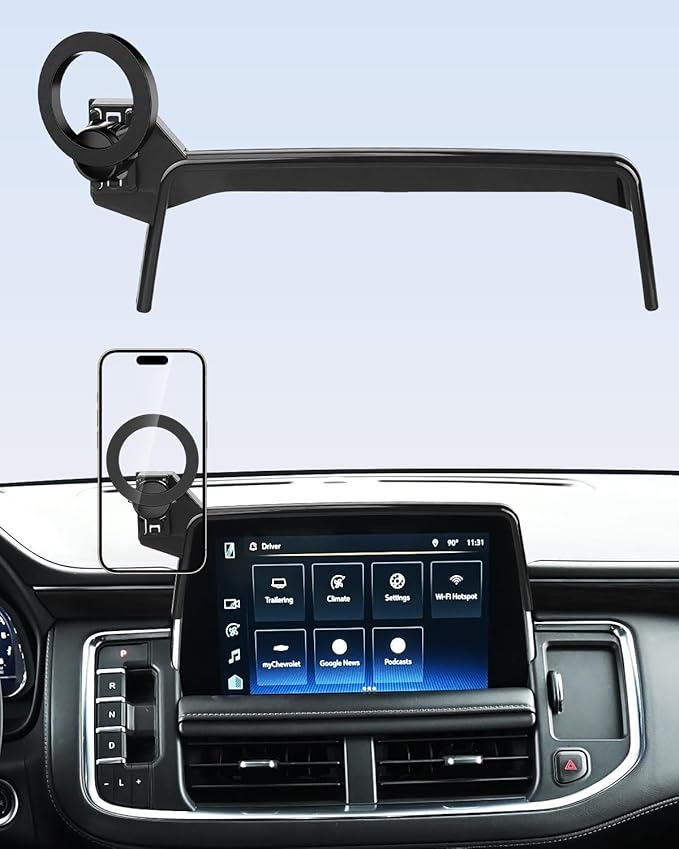 PZK Car Phone Mount for 2021-2024 Chevy Chevrolet Tahoe/Suburban/GMC Yukon/GMC Yuhon XL LT/Z71/RST/Premier/High Country for 10.2-inch Screen Phone Holder Compatible with MagSafe
