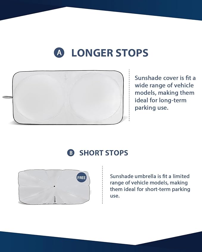 Retractable Windshield Sun Shade for car Windshield Sun Shade,99% UV Blocking,Long-Frequency and Short-Frequency Demand,Small(Sunshade 59.06"x27.56",Umbrella 55.12"x31.5")