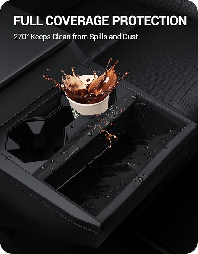 BASENOR 2026 Tesla Cybertruck Wireless Charging Pad Mat [Proprietary Design] Anti-Slip Silicone Center Console Organizer Cover, Waterproof & Dustproof for 2024-2026 Tesla Cybertruck Accessories