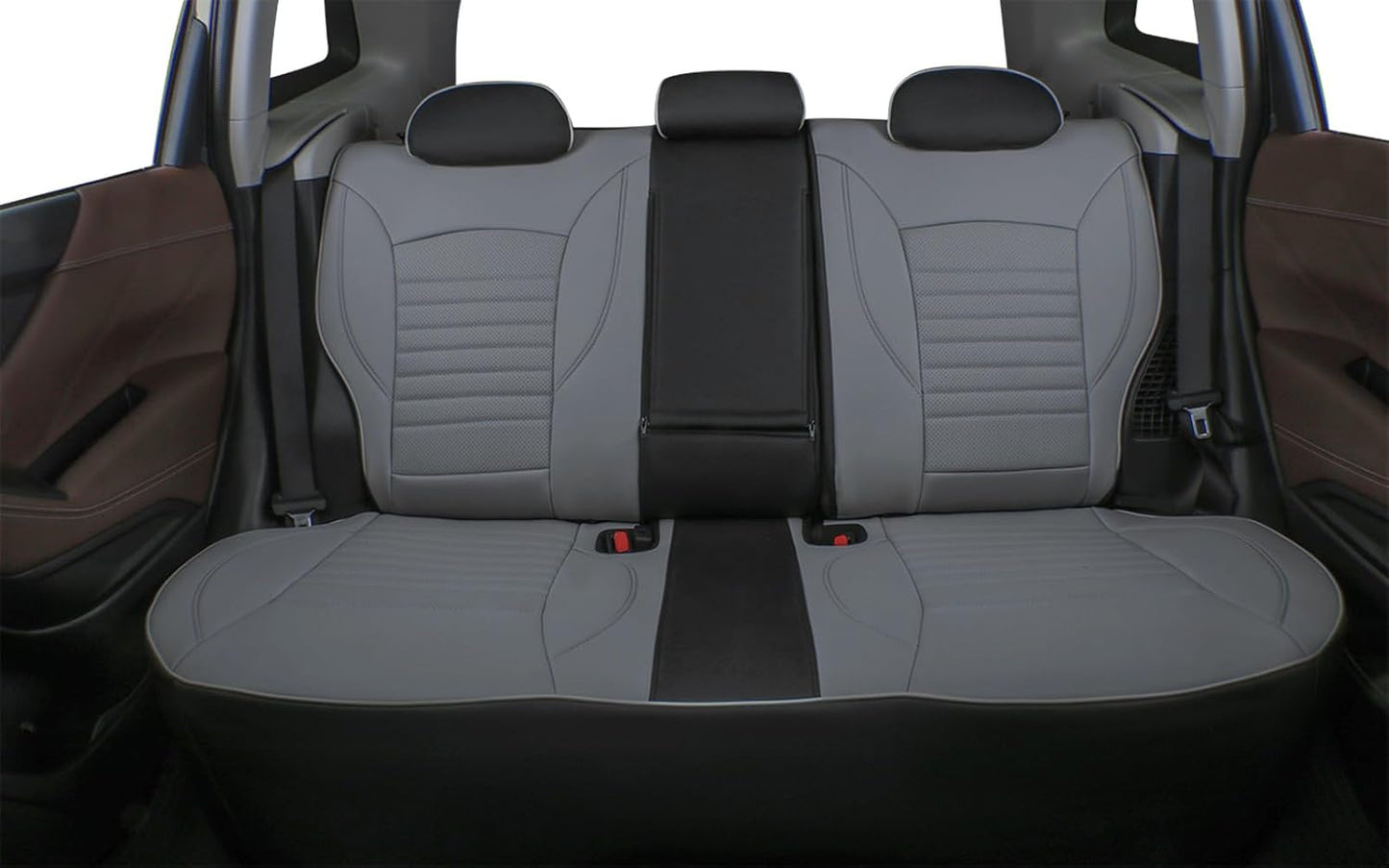 EKR Sportage Seat Covers Custom Fit for KIA Sportage S,EX,LX,SX,SX Turbo 2017 2018 2019 2020 2021 2022 Leather Car Seat Cover Full Set - Faux Leather (Black/Gray)