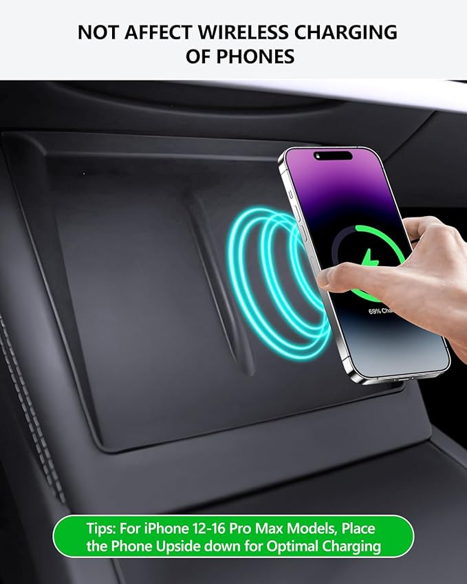 2025 Tesla Wireless Charger Mat Model 3 Highland 2024 2025 Center Console Silicone Cover Wireless Charging Phone Pad Interior Model 3 Accessories