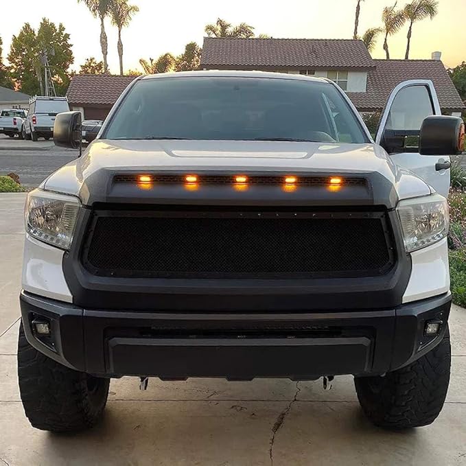iJDMTOY Clear Lens Amber Yellow Full LED Front Upper Hood Bulge Insert Replacement Lighting Kit Compatible with Toyota 2014-2021 Tundra
