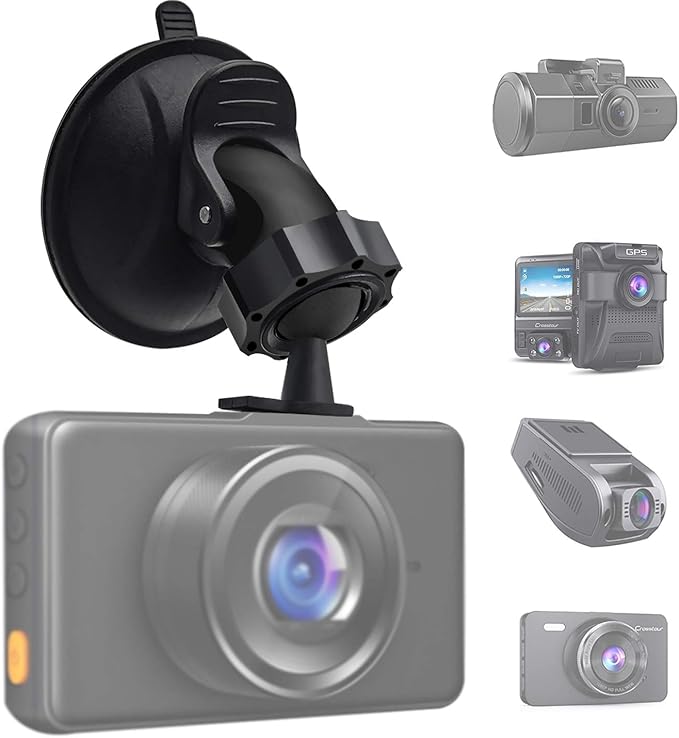 TiToeKi Dash Cam Suction Mount with 15+ Swivel Ball Adapters Compatible with Rexing V1, UGSHD, Falcon F170, KDLINKS, Vantrue, APEMAN, Z-Edge, Roav, Old Shark, YI, Peztio, UGSHD and Most Dash Cameras