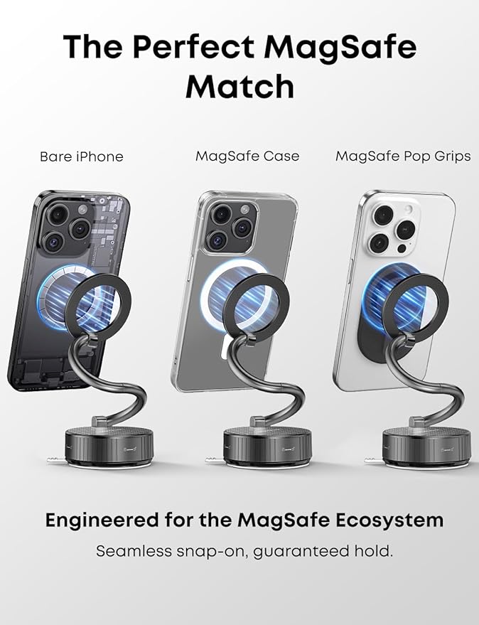 Phone Holder for Your Car for Magsafe, [Extra-Long 4" Arm] Extendable Car Mount for Dashboard Windshield, Cell Phone Automobile Cradles Compatible with iPhone 17 16 15 14 13 12 Pro Max Plus