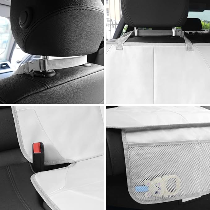 Meolsaek Car Seat Protector for Child Car Seat, Durable 600D Fabric Waterproof Car Seat Cover with Thick Pad Non-Slip Backing，No Imprints (Light Gray-1 pc)
