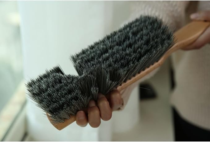 Soft Bristle Hand Brush Wooden Handle for Woodworking Shop Bench, Sawdust Removal Non-Scratch 14 Inch Long (Brown)
