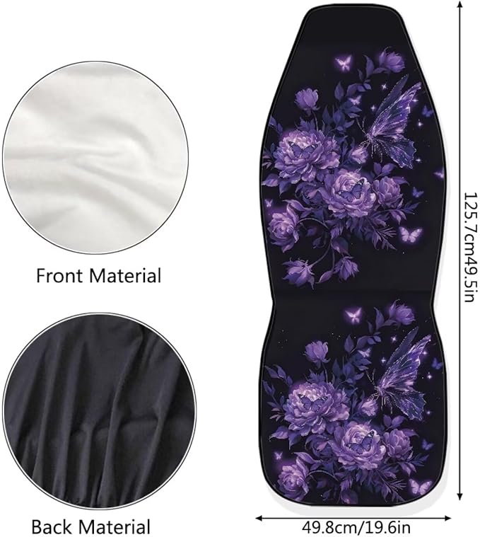 BIGCARJOB Butterfly Cat Car Seat Cover Set for Front Seat Only, Universal Fit Auto Front Seat Protector Full Set Car Interior Accessories