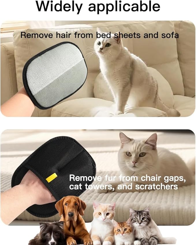 Pet Hair Removal Glove for Cats & Dogs, Reusable Electrostatic Pet Cat Dog Hair Remover Grooming Glove, Pet Hair Remover Tool for Clothing, Couch, Carpet, Car Seat (1PCS