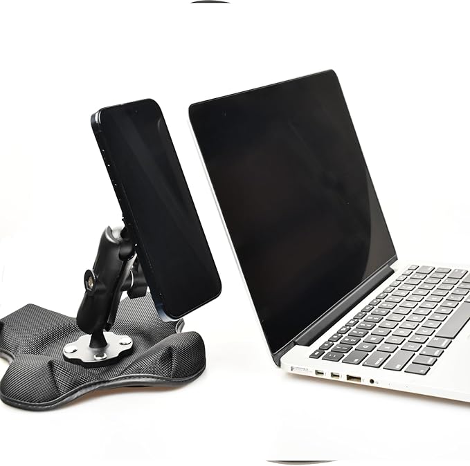 VAUBORTTI Magnetic Phone Holder for Desk&Car Dash,Aluminum Arm, Non-Slip Beanbag Base, 360° Rotation at 3 Points, Compatible with MagSafe iPhone 12-16 Series, Fits RAM B Size 1" Ball