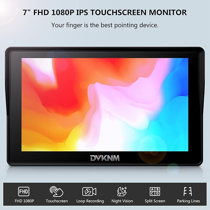 Wireless RV Backup Camera System for Furrion Pre-Wired RVs Truck Trailer, FHD 1080P 7" Touchscreen IPS Monitor with 1 Rear & 2 Side View Cameras, Loop Recording Night Vision Plug & Play F7-3