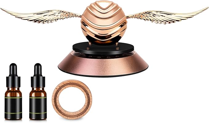 Kwak's Car Air Fresheners with Swinging Wings, Solar Car Interior Dashboard Decoration Accessories (Rose Gold, 2 Aromas)