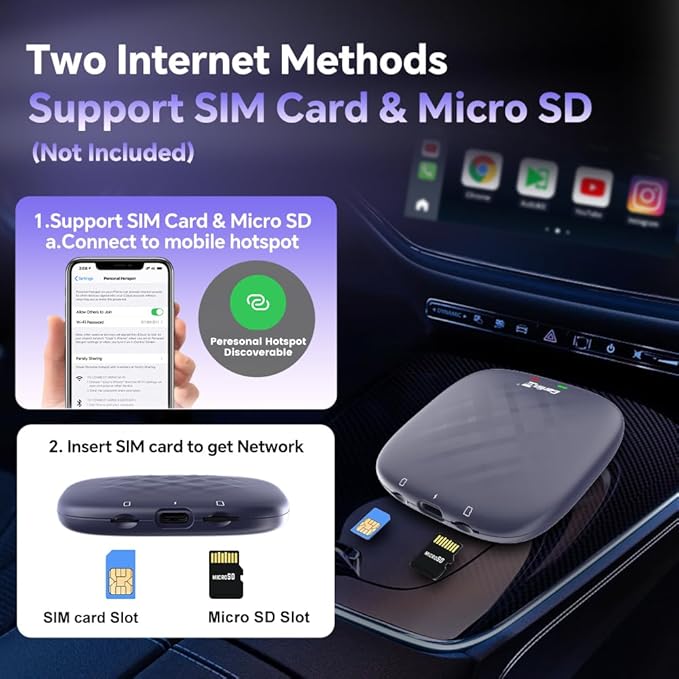 Carlinkit CarPlay AI Box Android 13.0 Wireless CarPlay & Android Auto Adapter, Compatible with Netflix/YouTube/TIK Tok/TF Card, Plug & Play for Cars Equipped with OEM Wired CarPlay 8-Core (8G+128G)