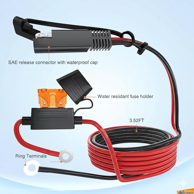 Nilight Waterproof Motorcycle USB 3.1Amp Quick SAE to USB Charger Adapter O Ring Terminal Cable Harness with Inline 5Amp Fuse Handlebar for Mobile Devices GPS