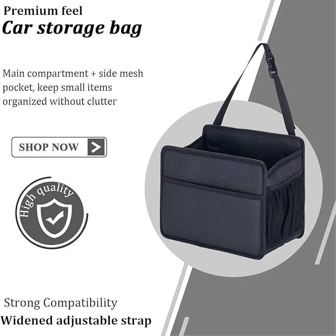 Car Seat Back Organizer, Foldable Vehicle Backseat Storage Hanging Bag with Mesh Pocket, Multipurpose Auto Headrest Storage Pouch Organizer Accessory, Universal Fit (Carbon Fiber Black)