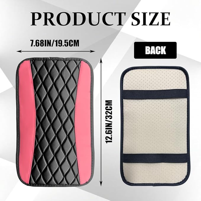 Car Center Console Cushion Pad, Arm Rest Covers, 12.6"×7.5" Leather Waterproof Auto Armrest Seat Box Protector, Auto Comfortable Center Console Cover Universal for Most Vehicles (Pink)